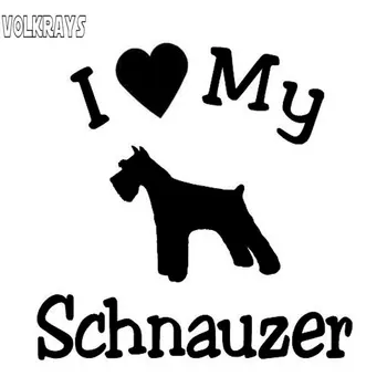 

Volkrays Fashion Car Sticker I Love My Dog Schnauzer Pet Accessories Reflective Waterproof Cover Scratches Vinyl Decal,12cm*12cm