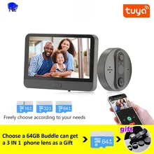 YUNZE – sonnette vidéo WiFi intelligente, visionneuse judas, détection de mouvement PIR, moniteur de sécurité, détection, application Tuya, télécommande