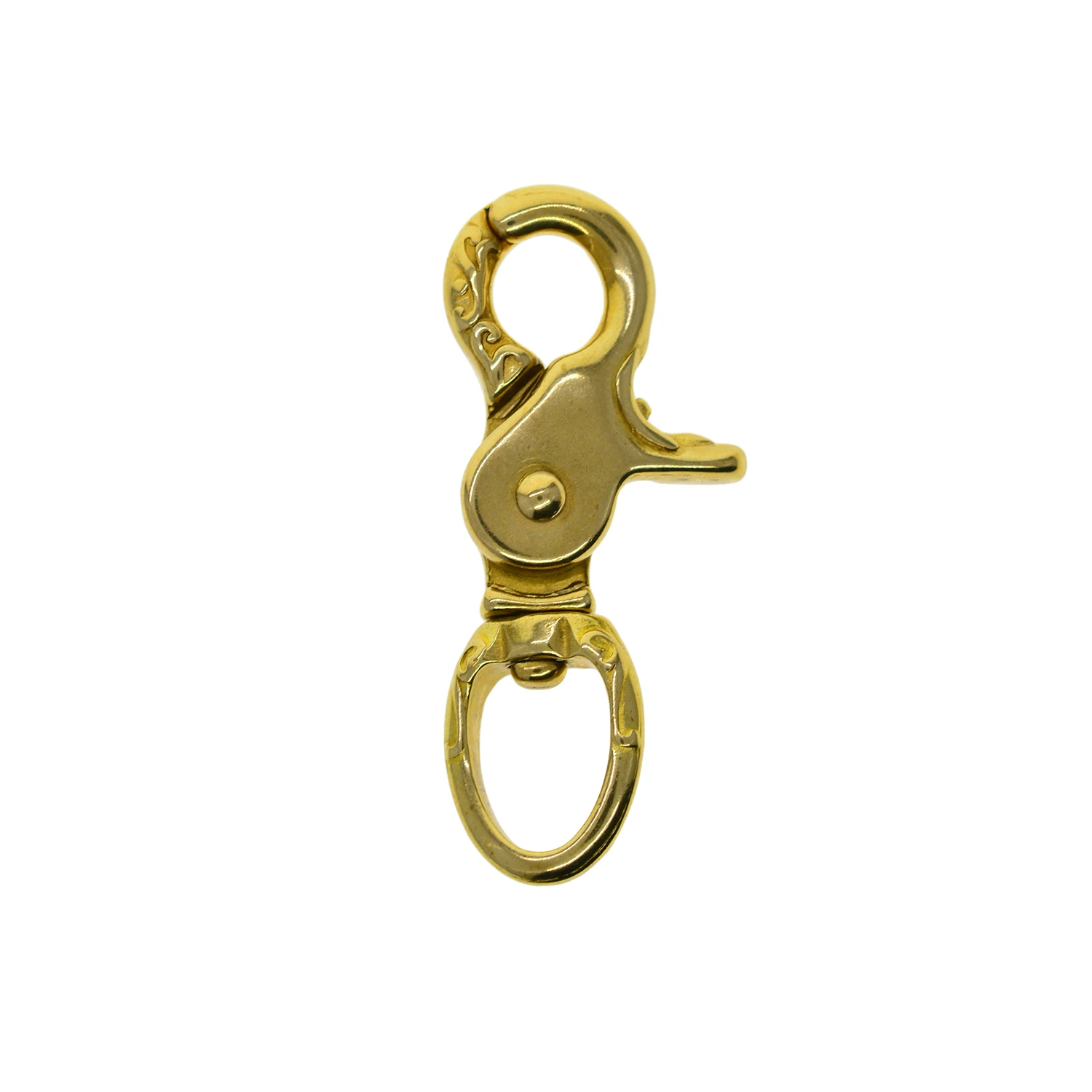Solid Brass heart Swivel Trigger Snap Hooks Keychain lobster clasp with 0.5inch 12mm O ring leather craft DIY wallet chain