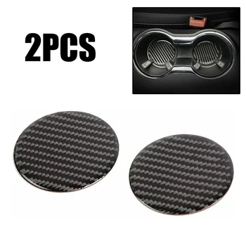 

2pcs Central Cup Holder Mat Pad Coaster Trim For 2015+ Ford Mustang Carbon Fiber High Temperature Resistance