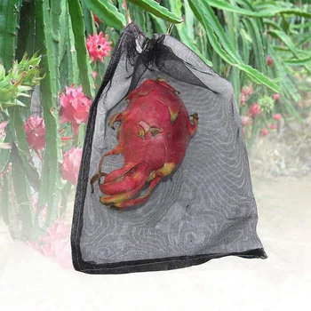 

100Pcs Garden Vegetable Grape Dragon Fruit Protection Bag, Agricultural Garden Vegetable Black Mesh Bag Net Bag