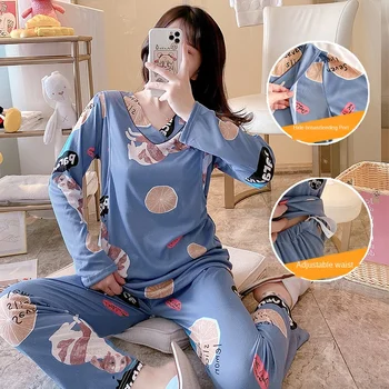 

Maternity Nursing Sleepwear Sets Spring Autumn Long Sleeve Breast Feeding Pajamas for Pregnant Women Pregnancy Nightwear Lounge