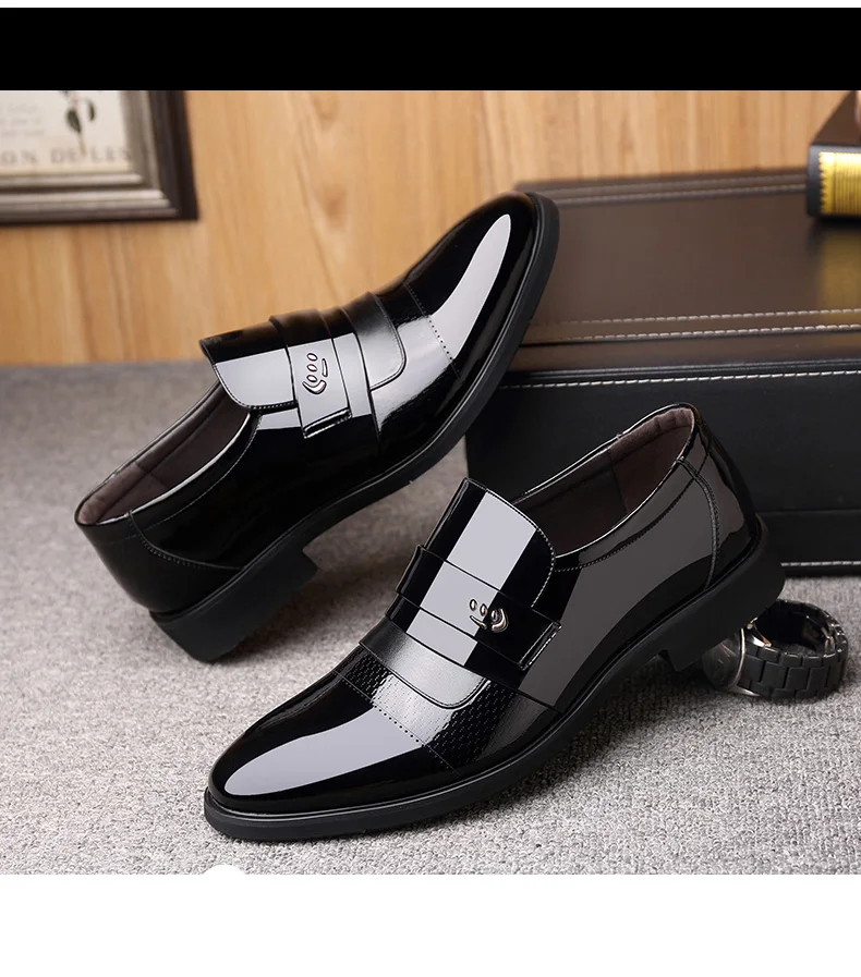Misalwa/Мужские модельные туфли из лакированной кожи; классические мужские деловые туфли без застежки в британском стиле