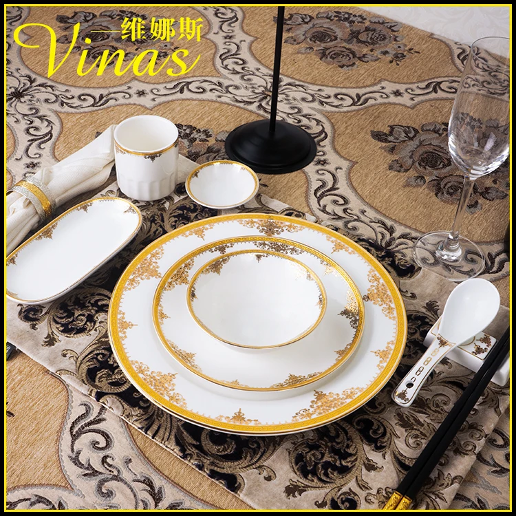 

Luxury European Style Tableware Phnom Penh Ceramic Dinner Plate Dish Porcelain Dessert Plate Dinnerware Cake Plate High-end