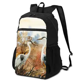 

OLN Folding Backpack Outdoor Ultra Light Backpack Men Women portable Waterproof Hiking Backpack Autumn Landscape With Birds