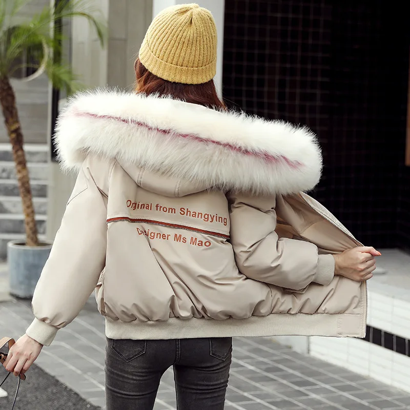 

Large Fur Collar down Jacket Cotton-padded Clothes Women's Short 2019 Winter Korean-style Sweet Students Loose Thick Short-heigh