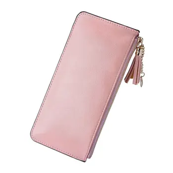 

Solid Women Wallet Gift Money Casual Ladies Long Purse Mobile Phone PU Leather Fashion Ultra Thin Zipper Coin Card Holder