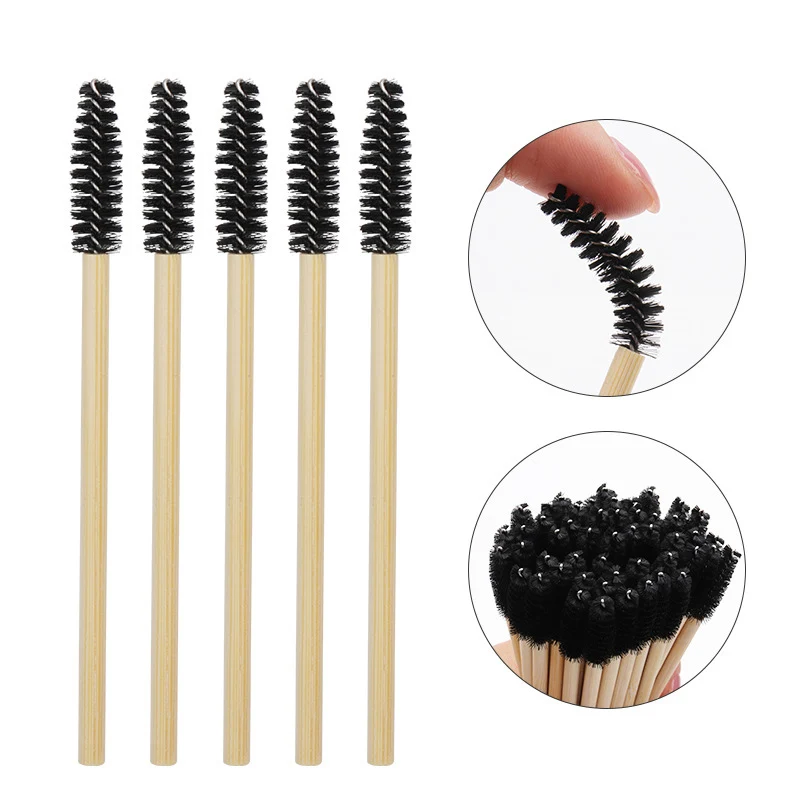 50pcs Bamboo Handle Eyelash Brush Makeup Brush Eyelash Extension