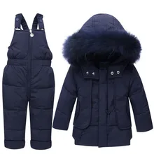 Комплекты зимней одежды для детей зимний костюм, куртка+ комбинезон, комплект из 2 предметов, пуховое пальто для маленьких мальчиков и девочек зимняя одежда для маленьких девочек