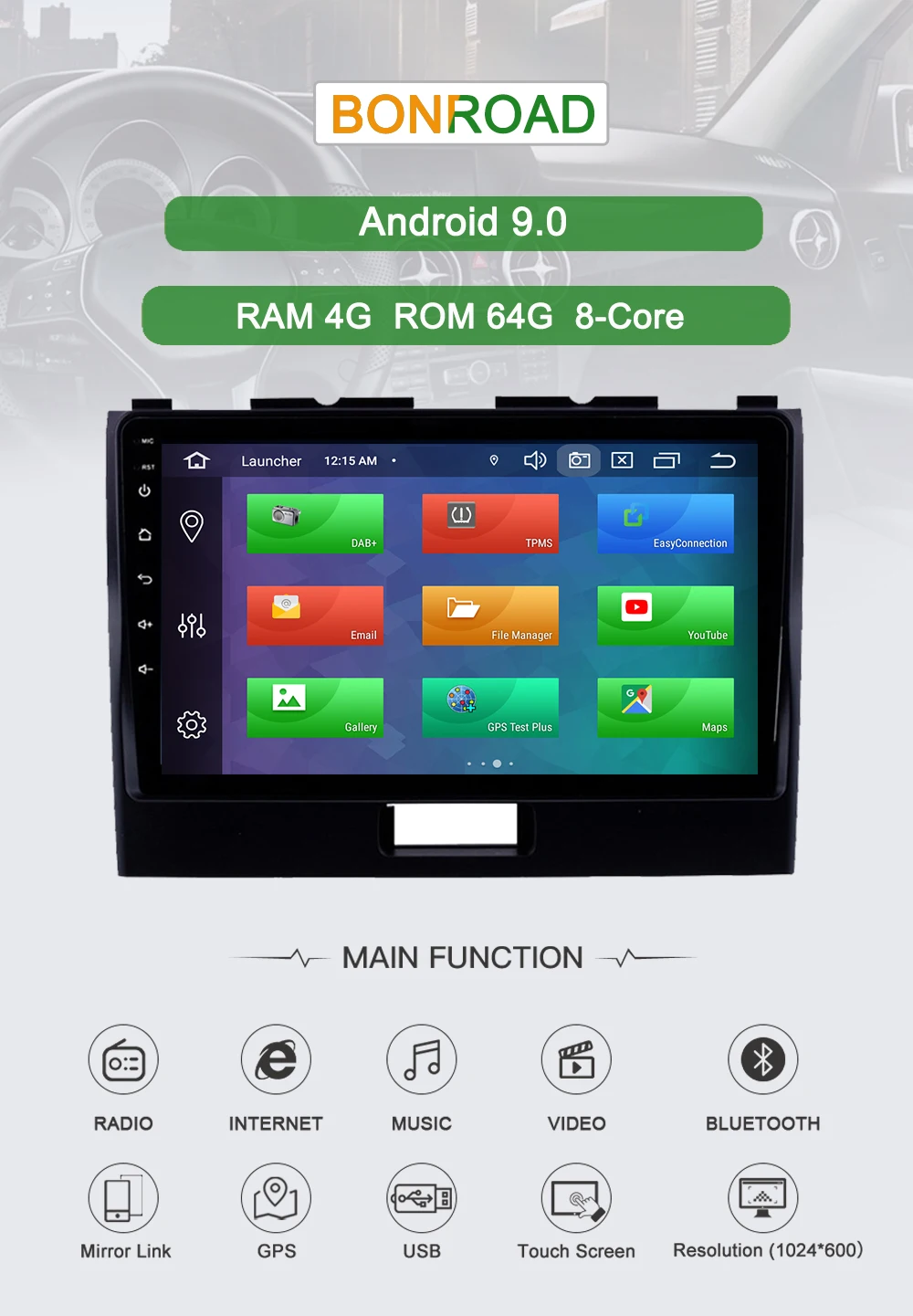 Bonroad автомобильный DVD gps навигационный мультимедийный плеер для SUZUKI WAGONR 2010- с поддержкой bluetooth управление рулевым колесом