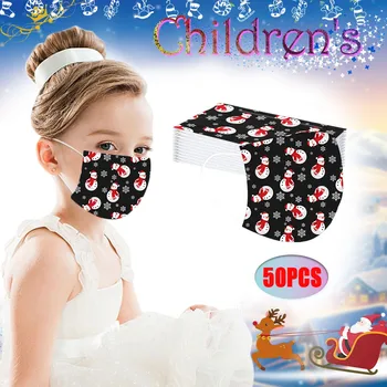 

50pcs Christmas Mascarilla Face Mask for Kids Cartoon Disposable Protection Mask With Three Layer Face Mask Anti-dust Face Mask