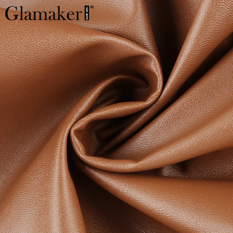 Glamaker, пышная блуза с длинным рукавом, женская повседневная черная блузка с отложным воротником, рубашка, Офисная Женская блузка из искусственной кожи на пуговицах, женская блузка