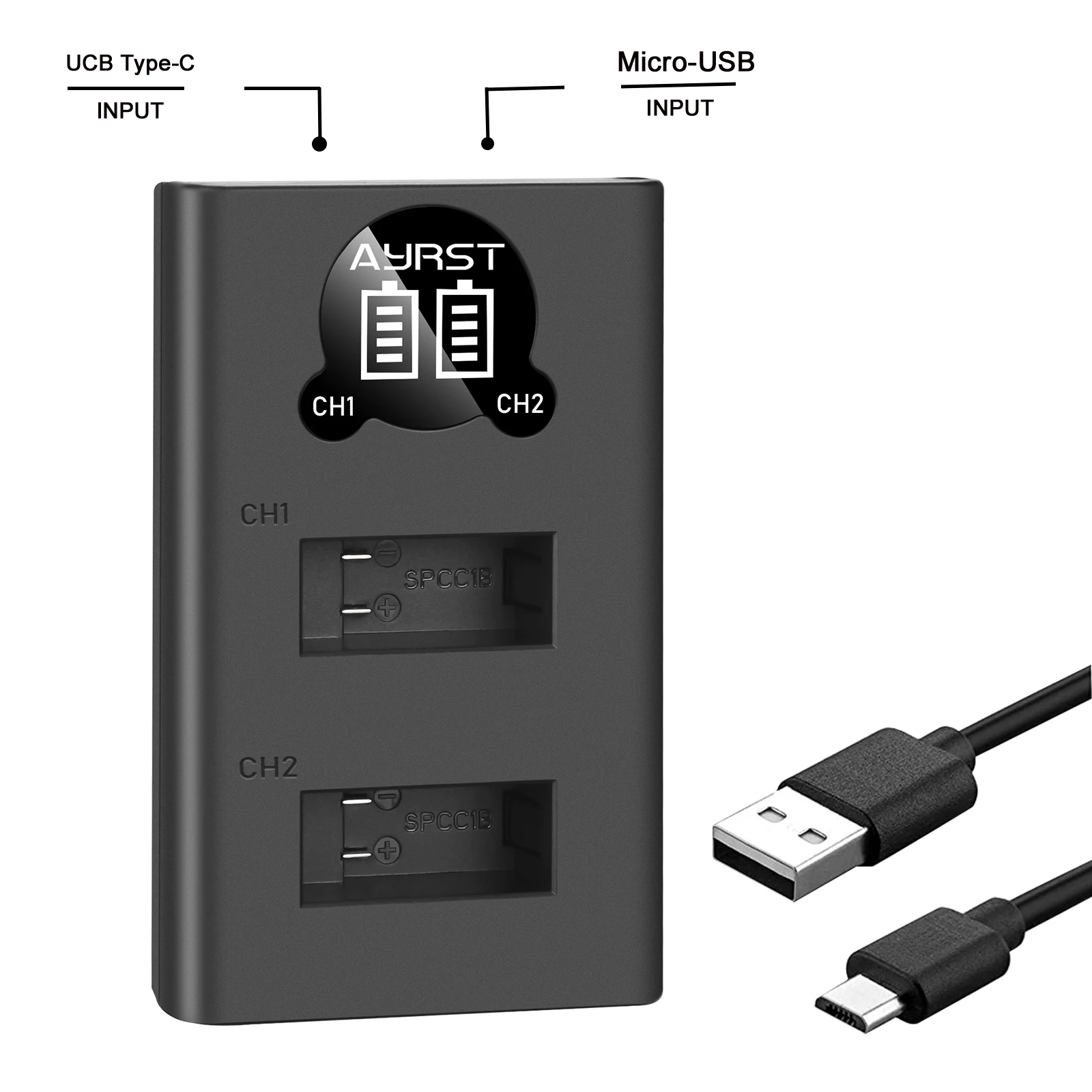 Caricabatteria Led 2 In 1 Per Gopro Max Panoramic Action Camera Caricabatteria Di Ricambio Per Fotocamera