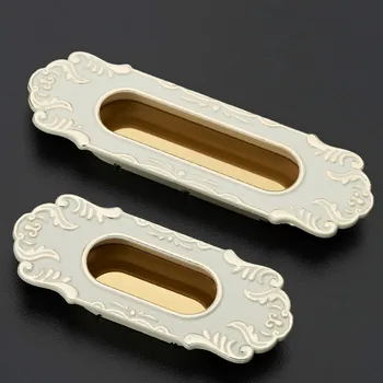 

Door Handles Slotted ivory European handle sliding door hidden blue bronze