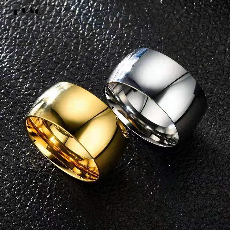 UTAG Simple 12MM Wide Large Titanium Steel Face Ring for Men Super Wide