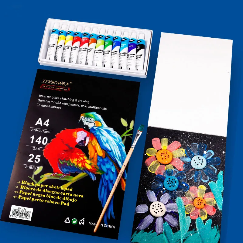 25sheets 140G A4/A5 Black Paper Notebook Black Notepad Sketch Graffiti Notebook Drawing Painting Office School Stationery