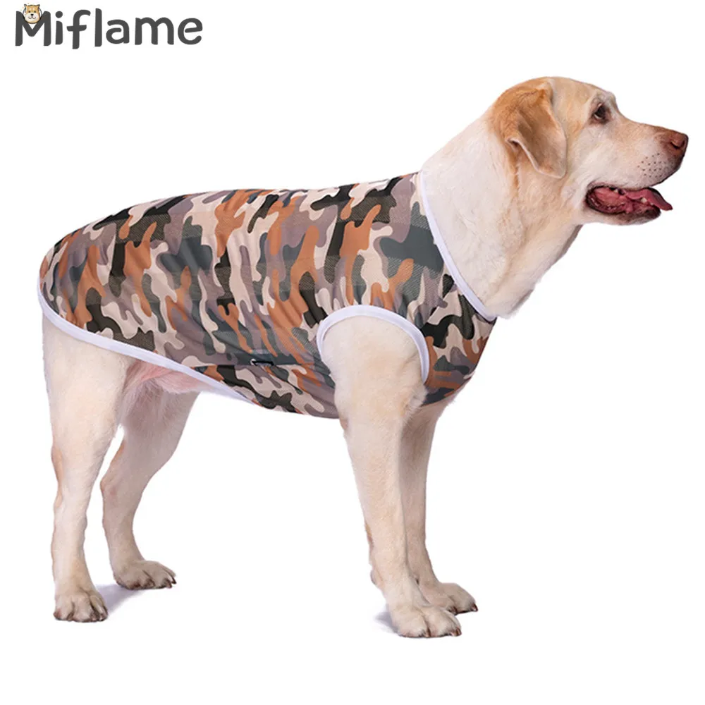 Miflame kamufláž velký pes trička labrador zlatý retriever léto hubený velký psů oblečení pletivo zvířátko kosile prodyšné pes tílko