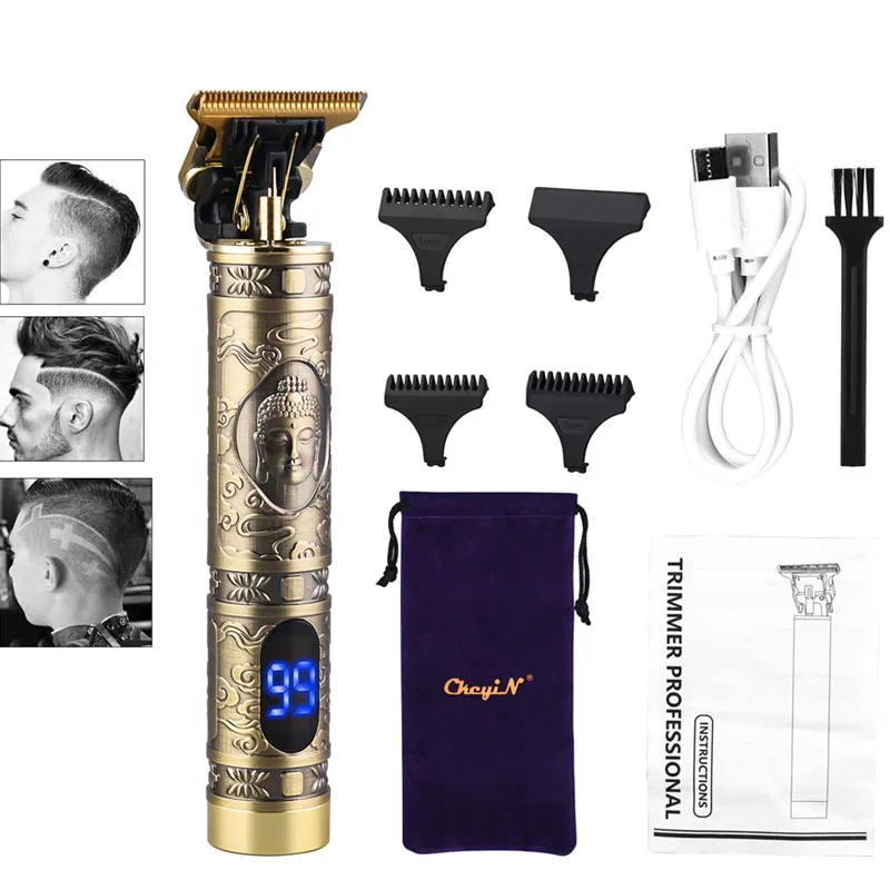 Cortadora de pelo recargable por USB, pantalla LCD, corte de pelo, t-outliner, peluquero, afeitadora inalámbrica, afeitadora de barba