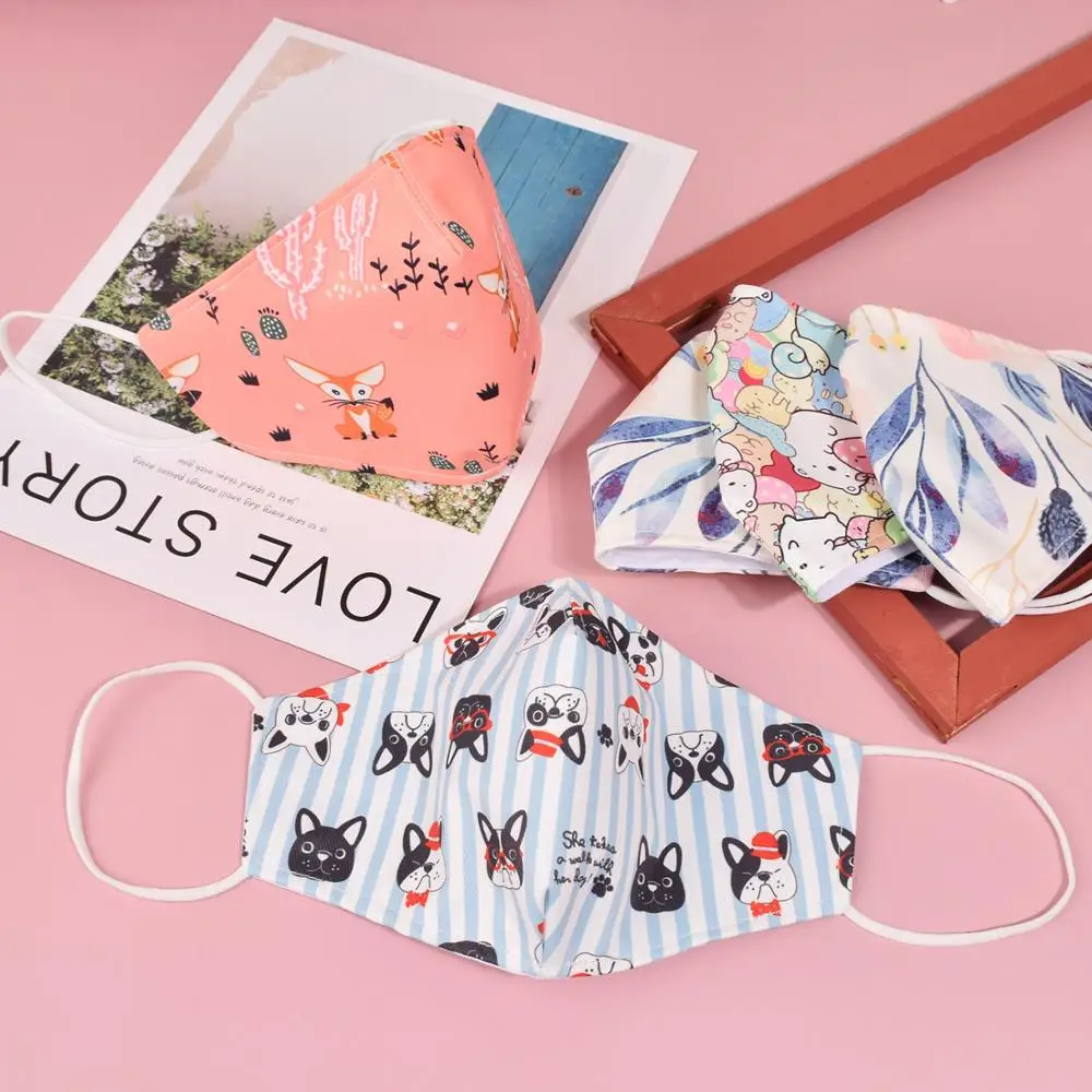 

1Pcs Anti Dust Face Mask with Pocket Fliter Reusable Breathable Cotton Protective Children Kid Cute Prints Face Mask 3-12yrs