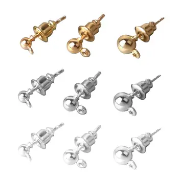 

50 Sets Earring Studs Ear Pin Ball Post with Earring Backs DIY Jewelry Findings