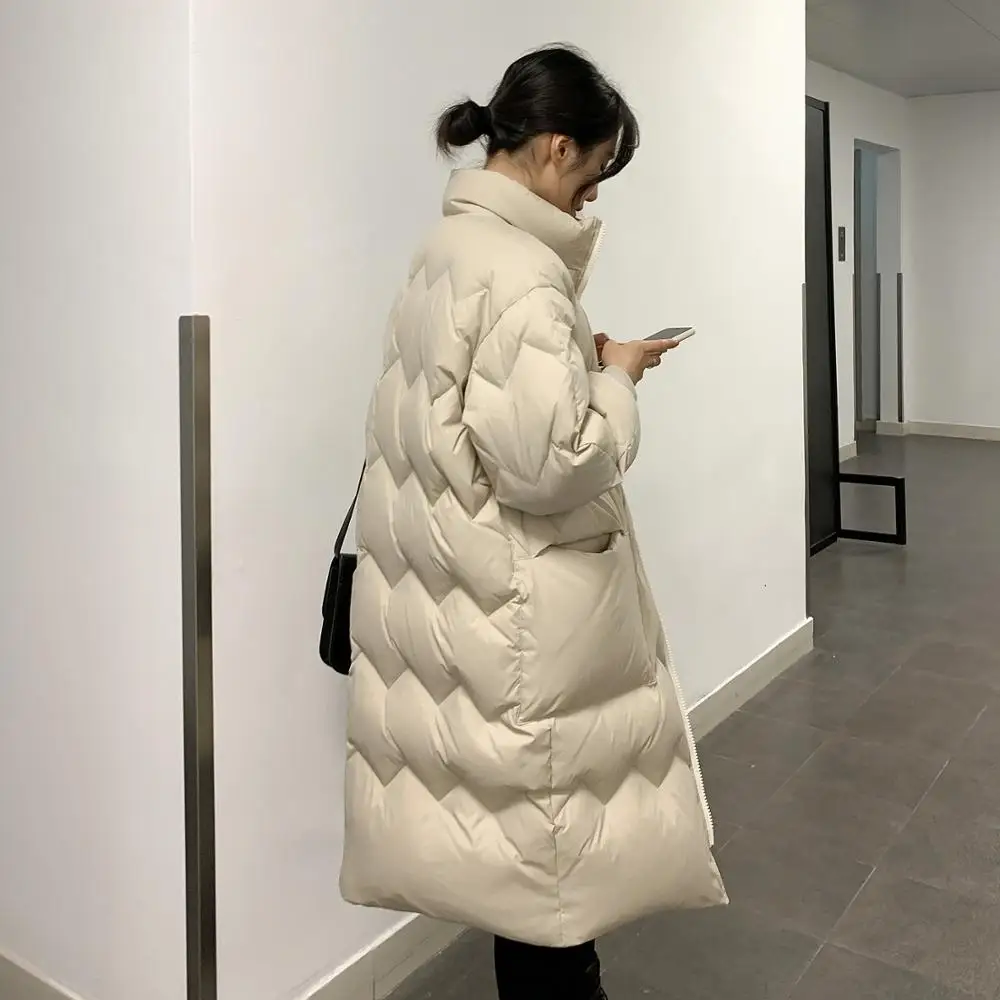 Winter New Women Long Thick Down Jackets White