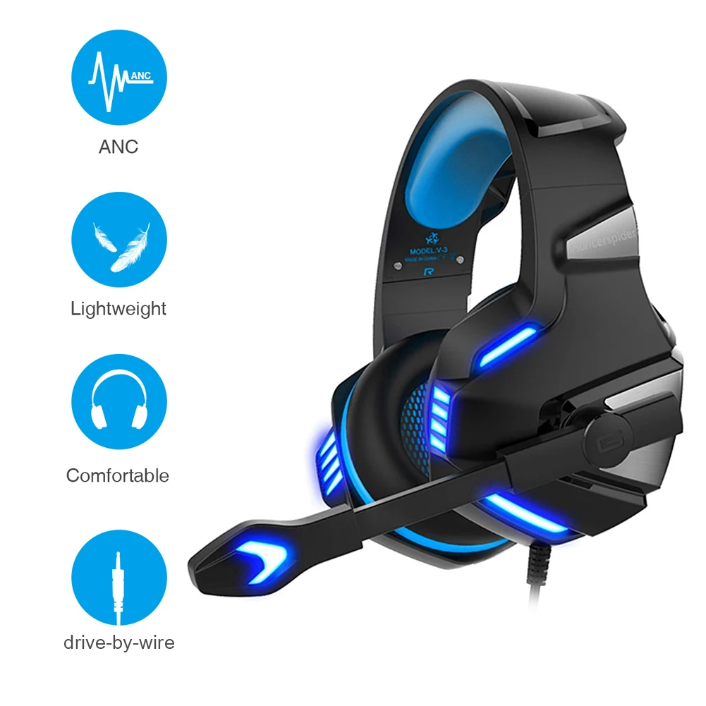 Wired Stereo Gaming Headset Headphone with Microphone LED Light for PS4 PC Computer Wired Earphone HiFi Headphones