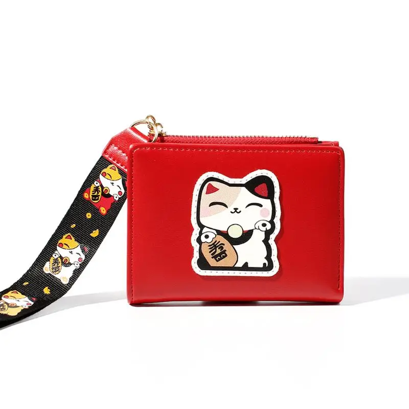 

Women's Cartoon Cat Short Small Wallet Ladies Leather Coin Card Holder Mini Money Purse
