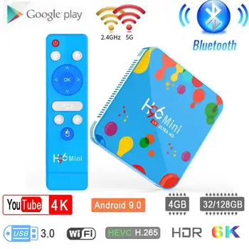 

New H96 Mini H6 Allwinner Quad Core 64-bit 6K H.265 Smart TV Box Android 9.0 TV Box 5G Wifi Bluetooth Google Youtube Set top box
