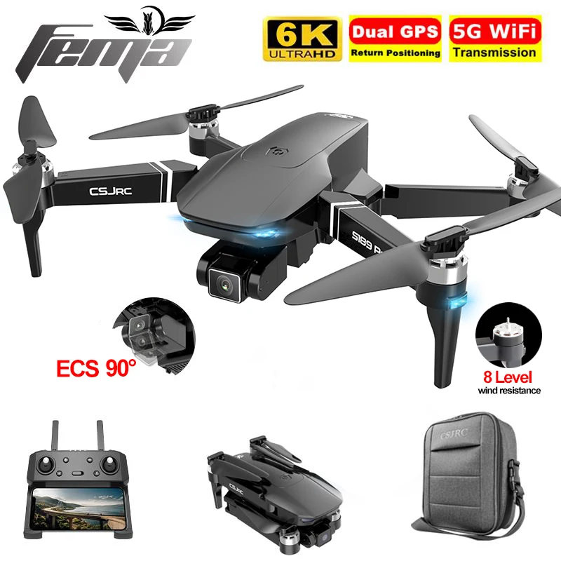 Brushless GPS Drone 6K with HD Camera 1KM Long Distance 5G WiFi FPV Professional Quadcopter Dron S189