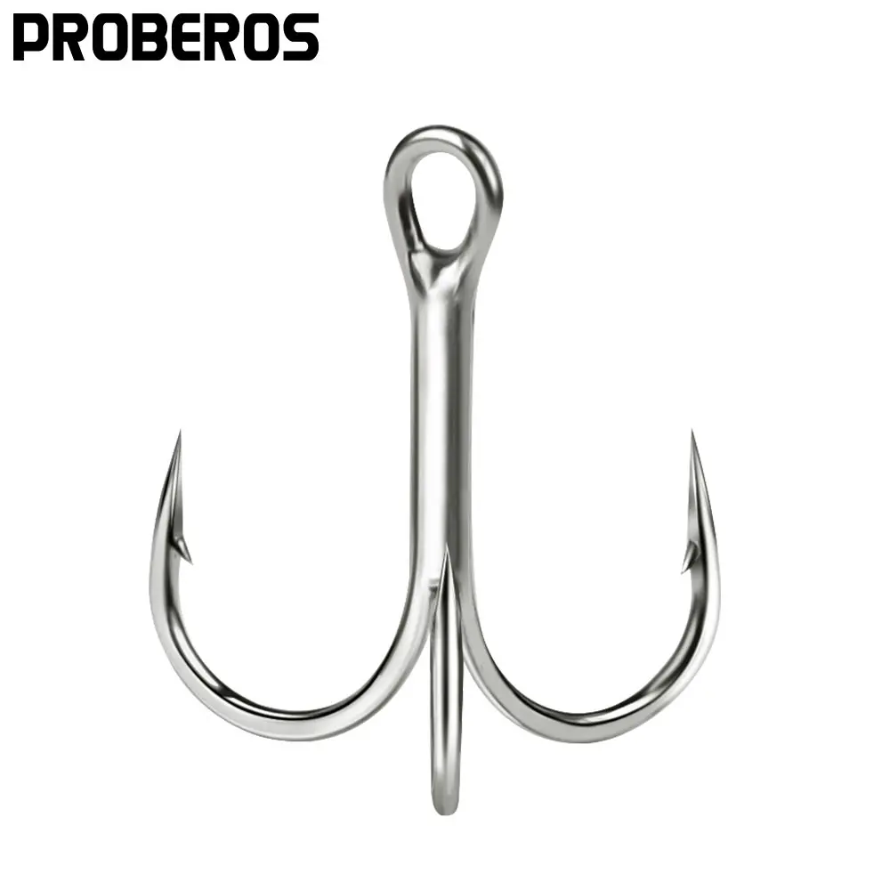 Proberos 20pcs Fishing Hooks 18-16-14-12-10-8-6-4-2-1-1/0-2/0-3/0-4/0-5/0#  High Carbon Treble Hooks Triple Barbed Fishhooks