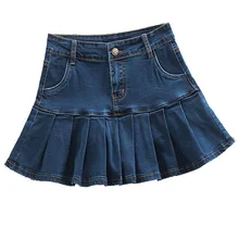 

Denim Mini Skirts Sexy Woman Plus Size 5XL 6XL Ruffle Pleated Skirt Sexy High Waist Mini Shorts Saia Jeans Femininas