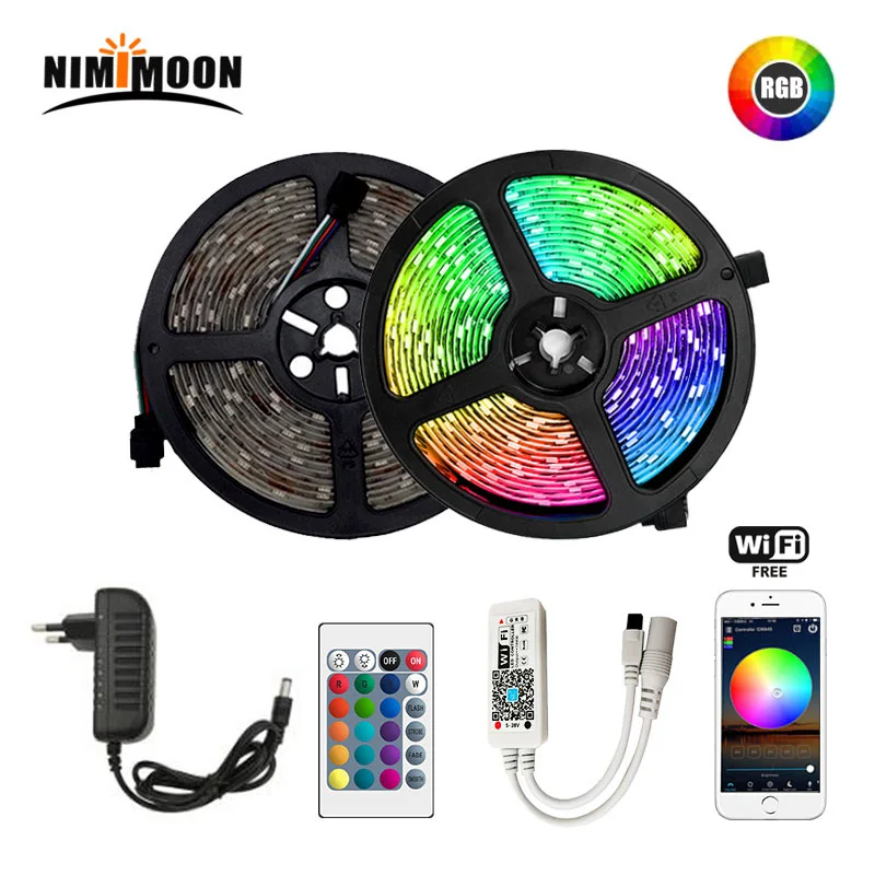 #Best RGB LED strip 5m 10m 15m waterproof led neon light 2835 DC12V 60 Leds M tape controller adapter set