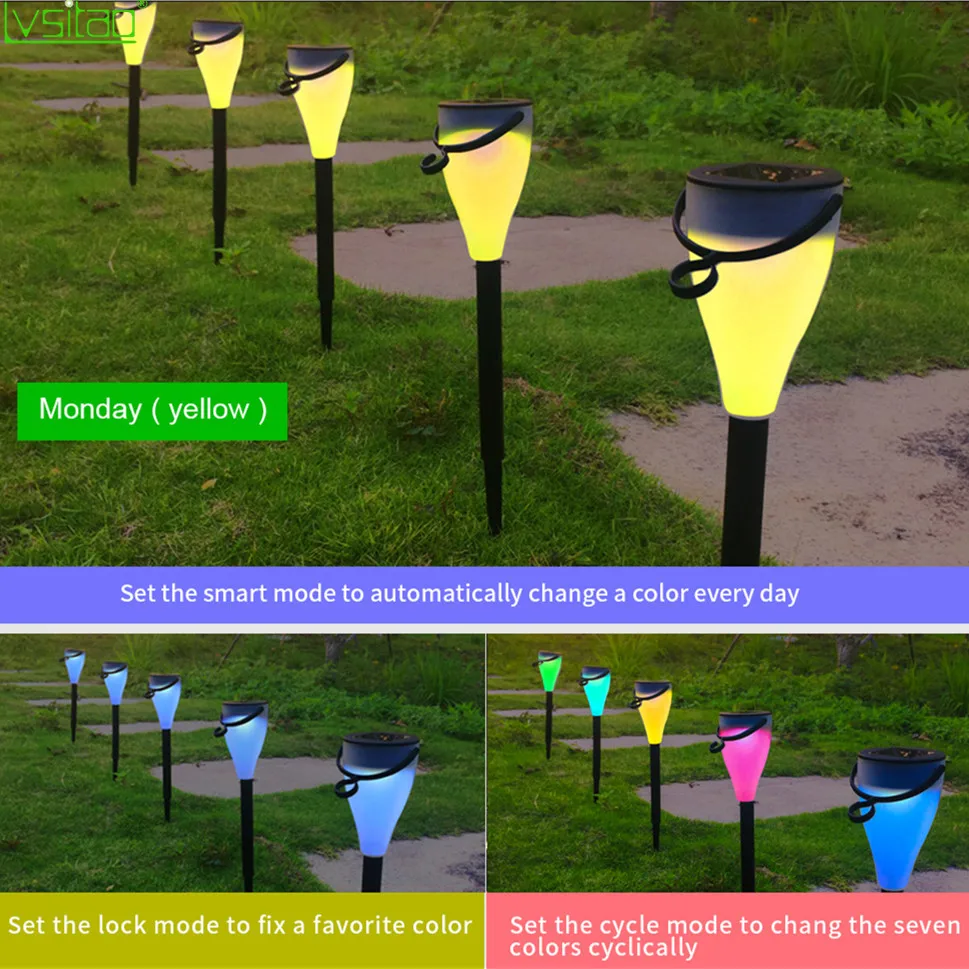 6pack RGB Colorful Solar Garden Light Outdoor Landscape Decorations For Pathway Patio Lawn Fence Yard Waterproof Insert Hang Put