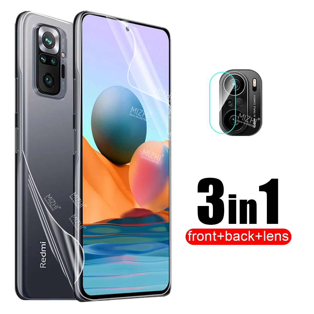 Película de hidrogel para xiaomi redmi note 10 pro 10pro 10s, protector de pantalla frontal y trasera, película de vidrio
