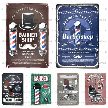 

Vintage Barber Shop Decoration Haircut&Shave Beard Tin Signs Metal Plate Advertising Wall Poster Pub Home Art Decor 20x30cm