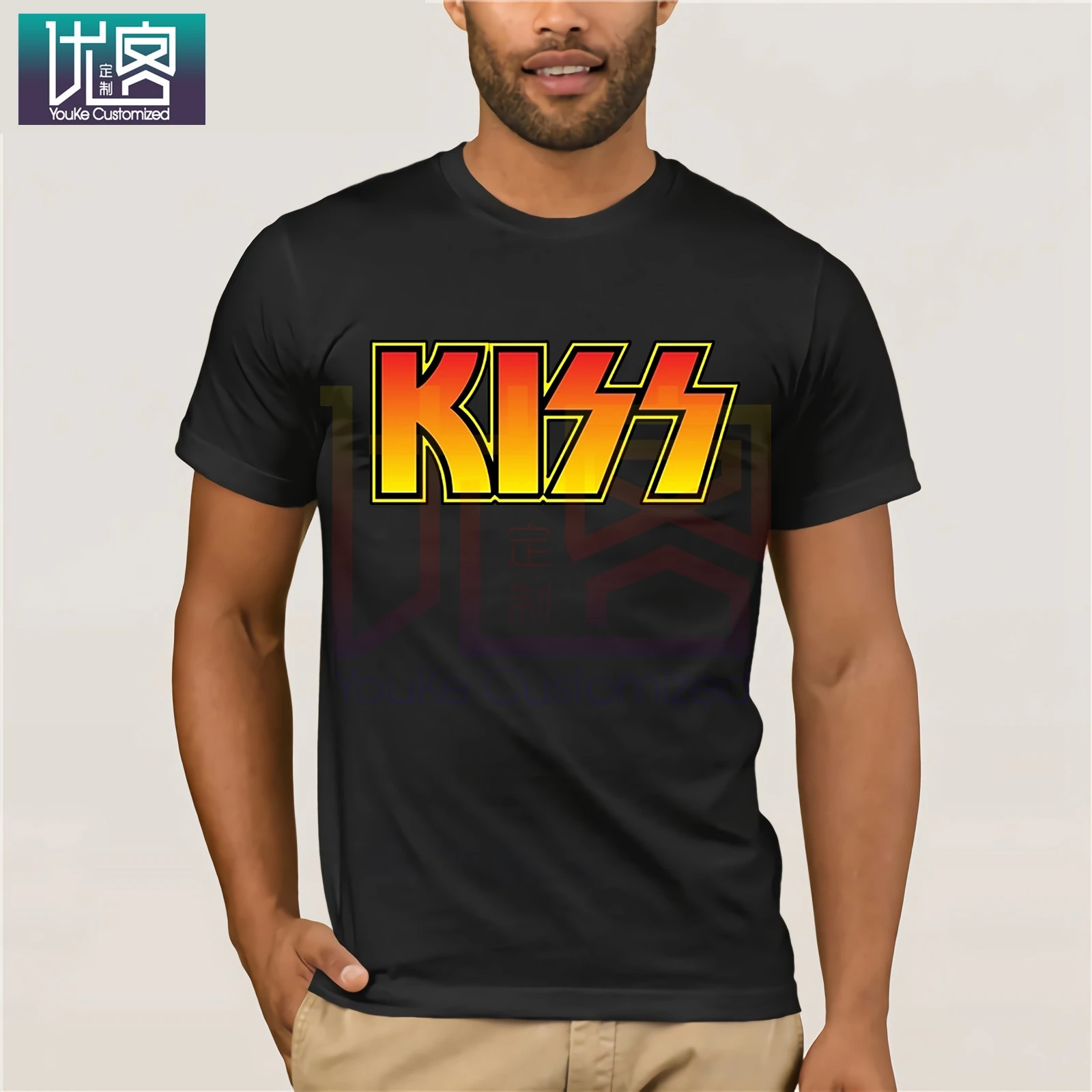 Женская футболка с логотипом KISS BAND летняя хлопковая коротким рукавом и круглым