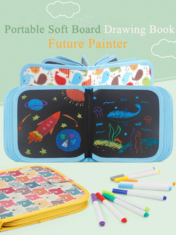 Портативный мягкий стираемый рисунок животных книга о динозаврах DIY доска для рисования раскраска доска с мелом для детей игрушки