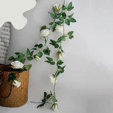 2шт 2 м Искусственный цветок розы вино из плюща Свадебный декор настоящий на прикосновение шелк Цветочная лента с листьями для домашнего гирлянда для развешивания декора