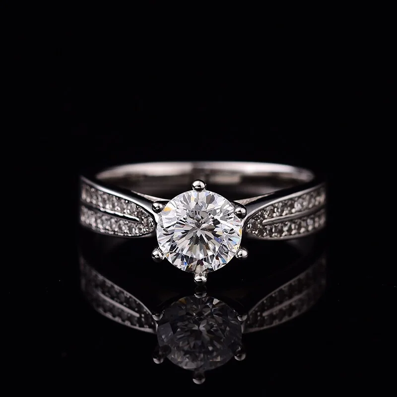 D Цвет VVS натуральный Муассанит кольцо 0.5ct-2ct для женщин обручальные кольца S925 Стерлинговое Серебро женское кольцо может быть настроено