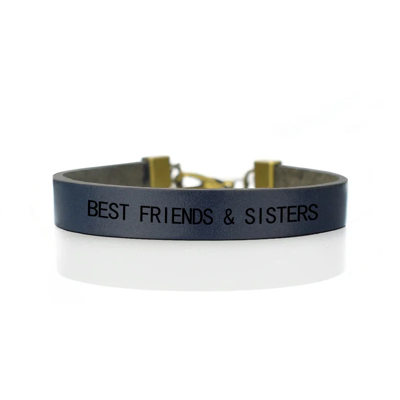 Best Friends & Sisters Vintage Leather Engraved Bracelets BFF Birthday Gift Idea For her Friendship Gift For Soul Sister