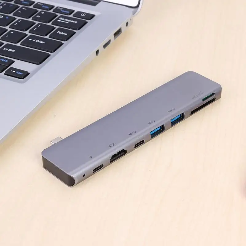 5in 1/7 в 1 док-станция Удлинительный USB TYPE-C концентратор 7 адаптер портов Многофункциональный HDMI корпус из алюминиевого сплава для ПК ноутбука