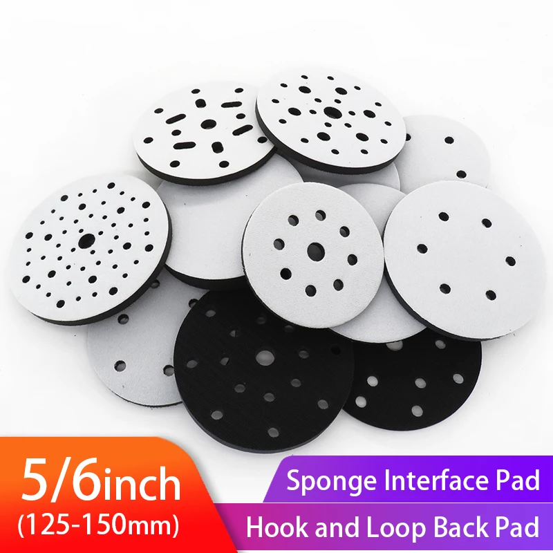 2pc 5/6inch Interface Cushion Pad Soft Sponge Dust-free Surface Protection Pad Hook and Loop Backing Pad for Sanding Disc