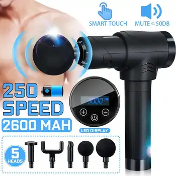 

5 Heads Muscle Massager 250 Speed LED Display Massage Guns 2600mAh Battery Percussion Vibration Muscle Relax Body Slimming