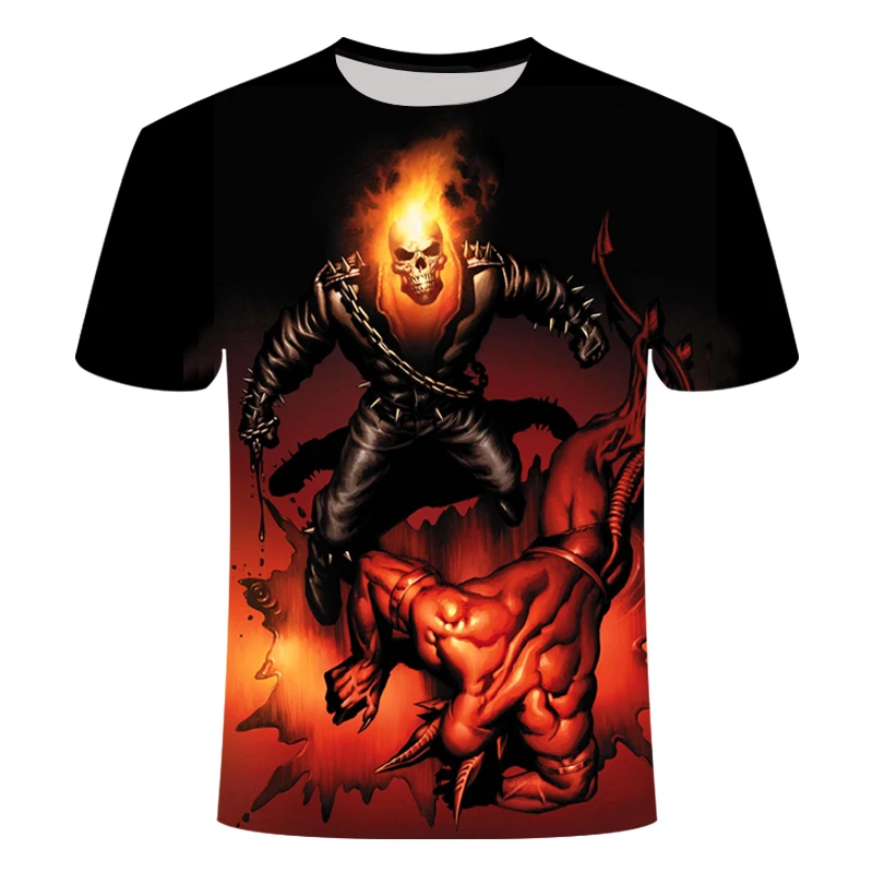 2018 Men Fashion Summer Ultra-clear flame skull Pattern 3D T shirt Printed Short Sleeve Round Neck Slim casual T-shirt hot 2018 Men Fashion Summer Ultra-clear flame skull Pattern 3D T shirt Printed Short Sleeve Round Neck Slim casual T-shirt hot