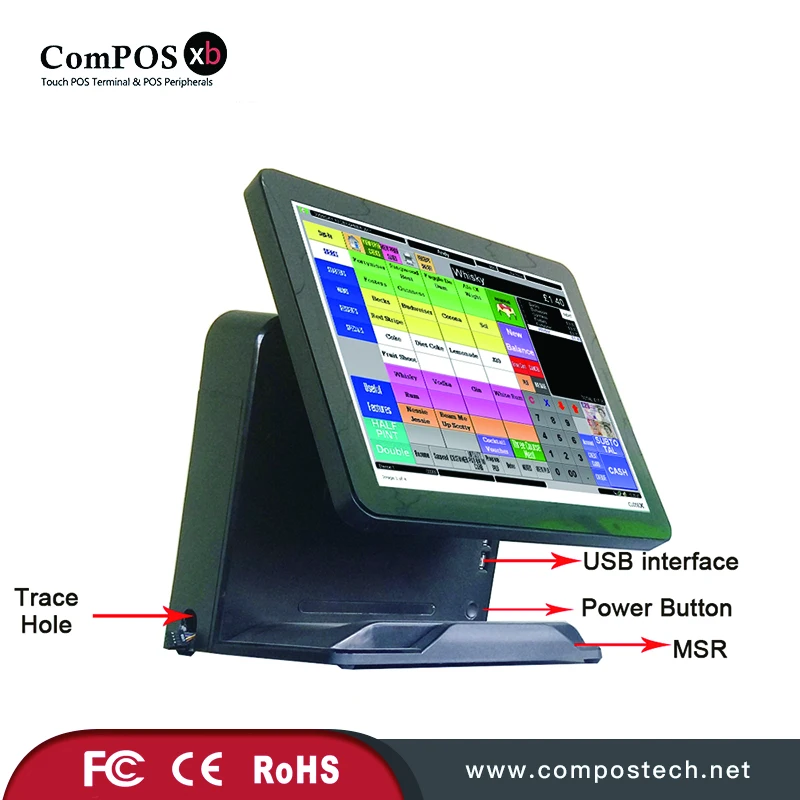 Высокое качество кассовый аппарат POS система 15 дюймов емкостный сенсорный экран POS машина для розничной торговли