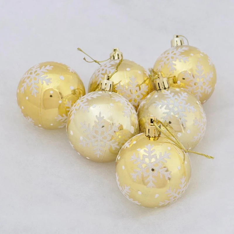 6PCS/Box Xmas Tree Decoration 6CM Christmas Tree Ball Bauble Hanging Home Party Ornaments DIY Decor Decorations