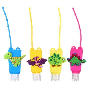 

4pcs Hand Sanitizer Holder Plastic Empty Bottles with Cartoon Silicone Covers