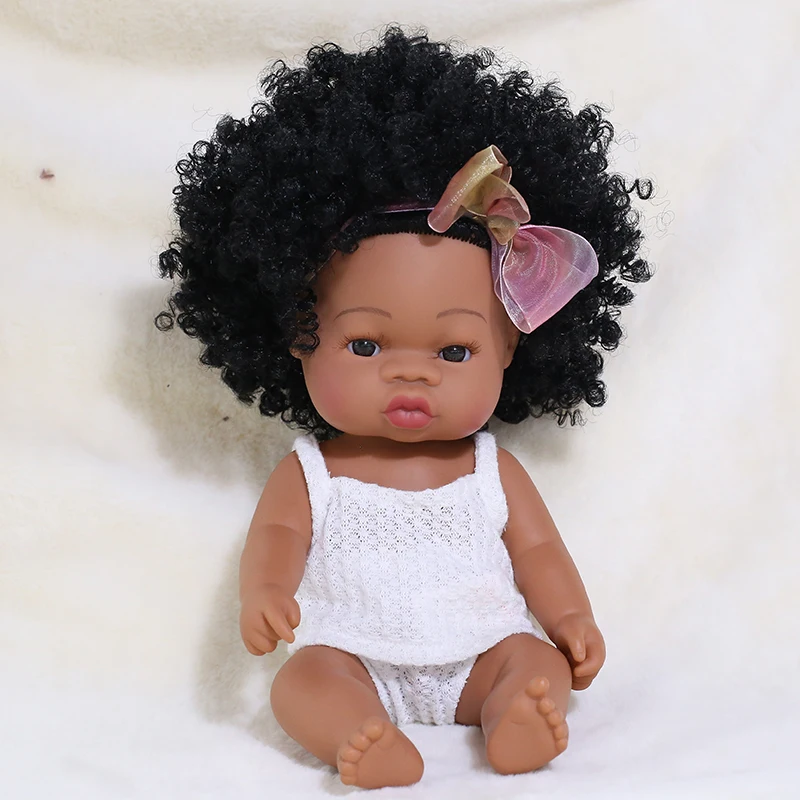 35CM American Reborn Black Baby Doll Bath Play Full Silicone Vinyl Baby Dolls Lifelike Newborn Baby Doll Toy Girl Christmas Gift 23