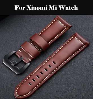 

Watchband 18mm 19mm 20mm 21mm 22mm 24mm Calf Genuine Leather Watch Band Alligator Grain Watch Strap For Xiaomi Mi Watch
