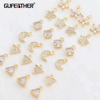 

GUFEATHER M536,18k gold plated,0.3 microns,zircon,jewelry accessories,handmade,jewelry findings,diy earring pendant,20pcs/lot